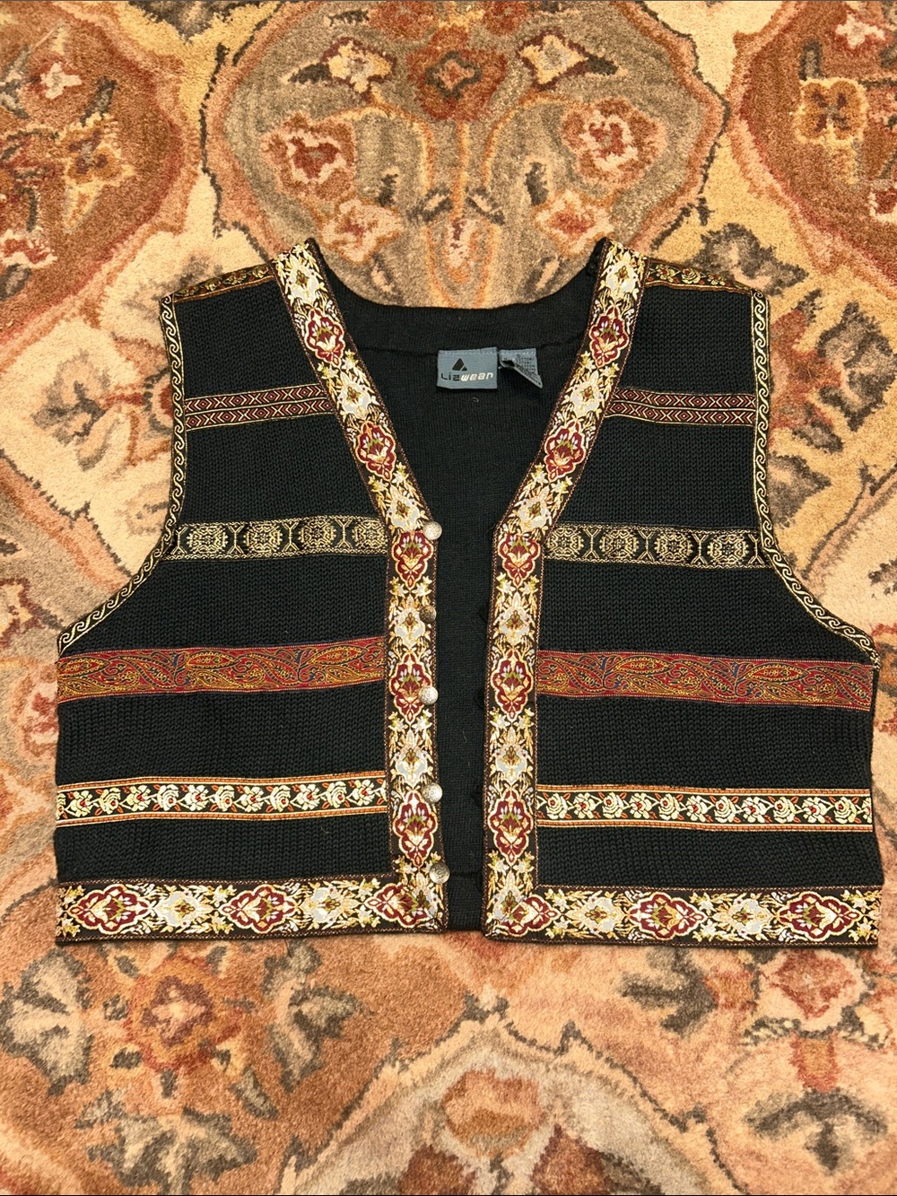 Vintage LizWear Embroidered Cropped Vest